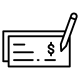 Bookkeeping and payroll money check icon